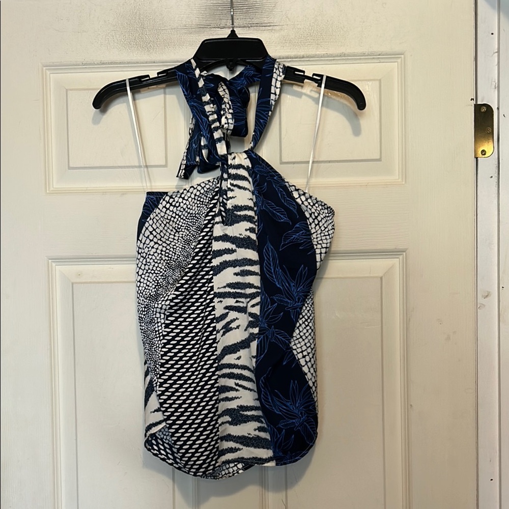 Banana Republic Keyhole Halter Top Size Small Blue